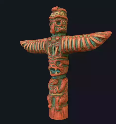 Totem native american pole Low-poly 3D model