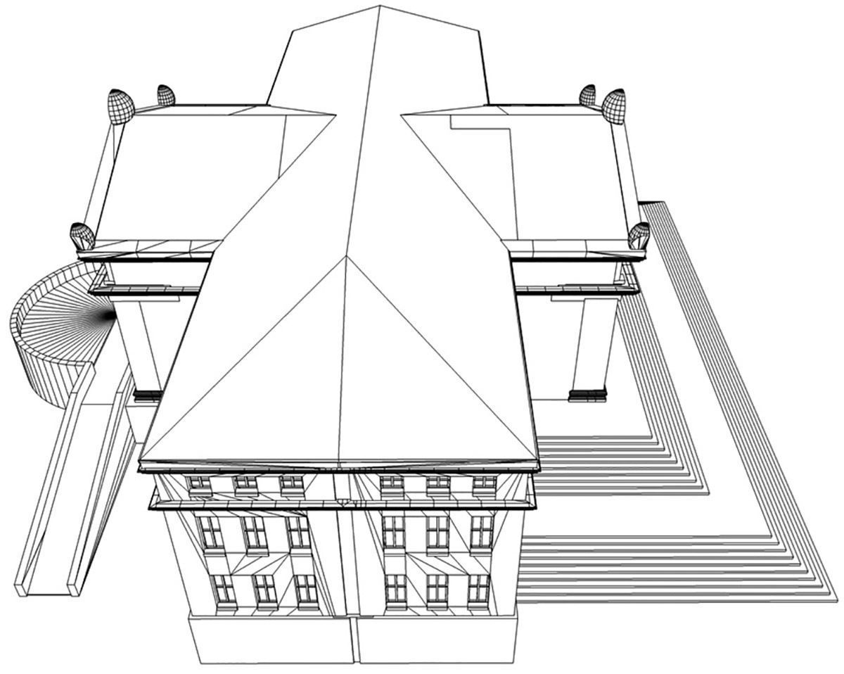 Museum building with steps and roof 3D model_10