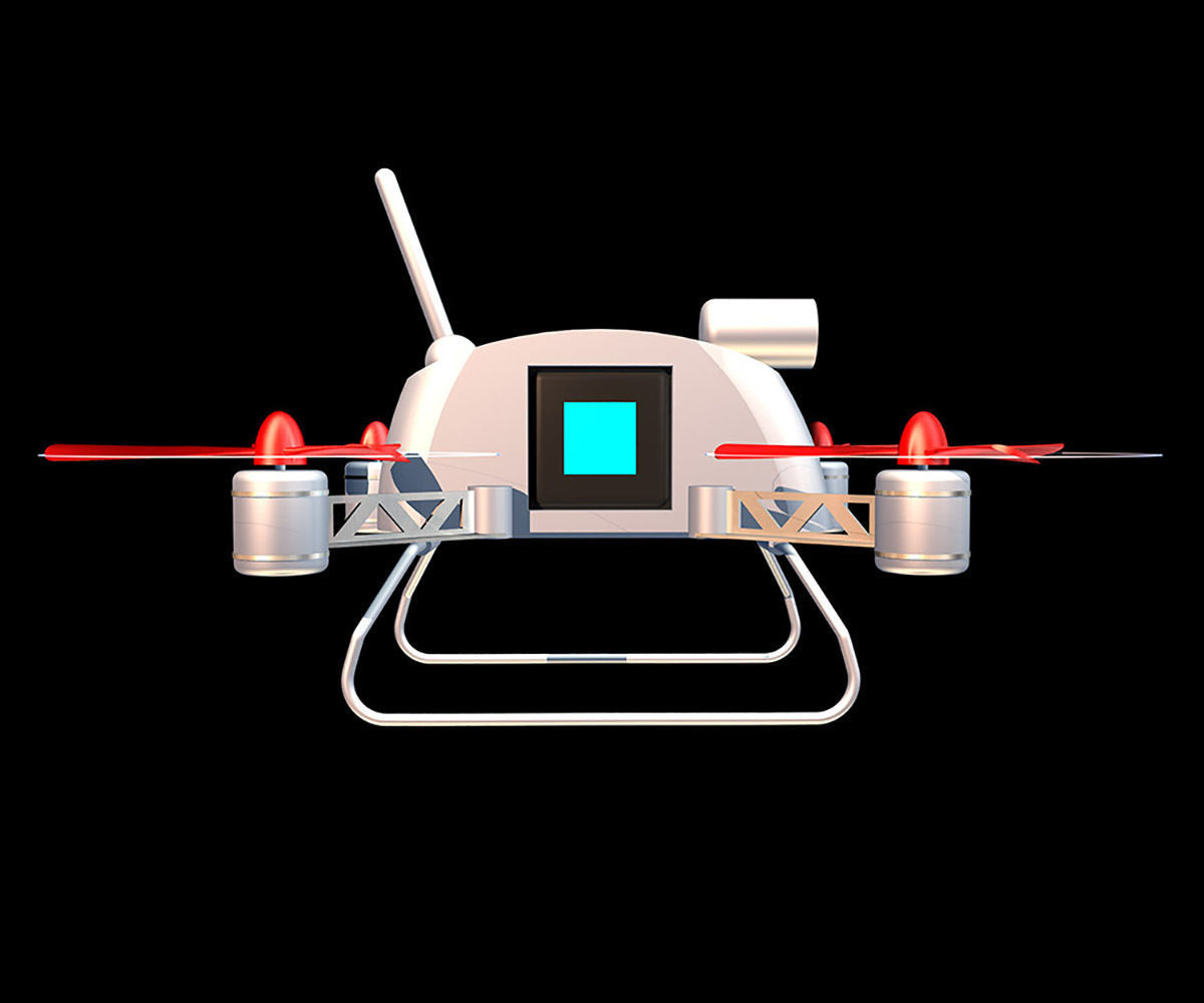 Quadrocopter drone with propellers 3D model_2
