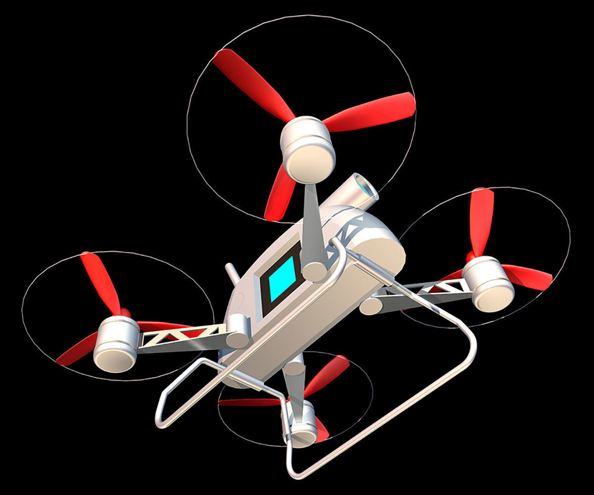 Quadrocopter drone with propellers 3D model_4