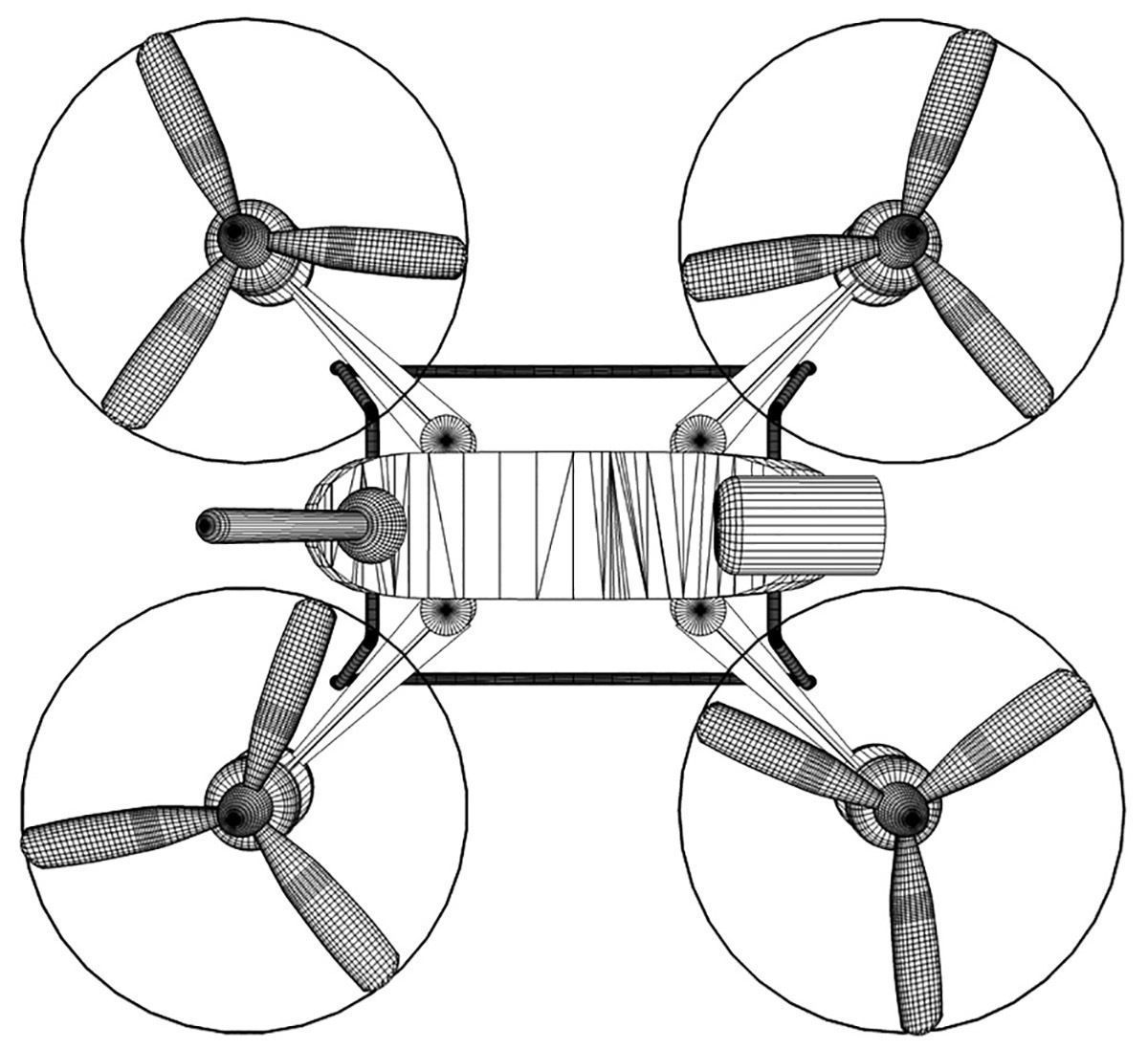 Quadrocopter drone with propellers 3D model_7