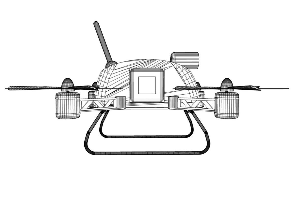 Quadrocopter drone with propellers 3D model_6