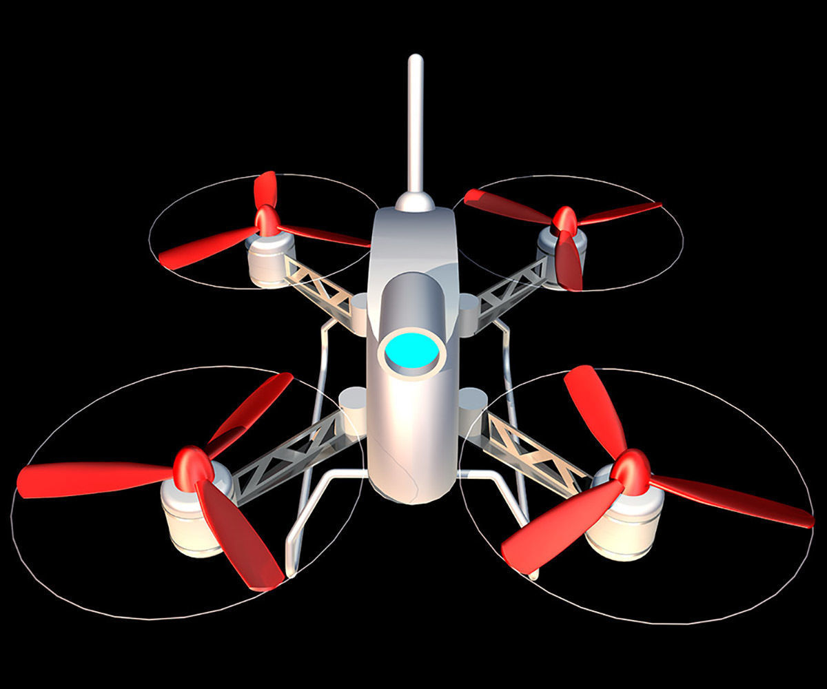 Quadrocopter drone with propellers 3D model_5