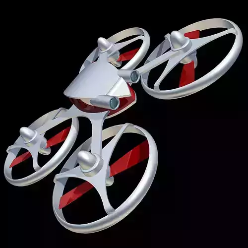 Quadrocopter silver and drone 3D model