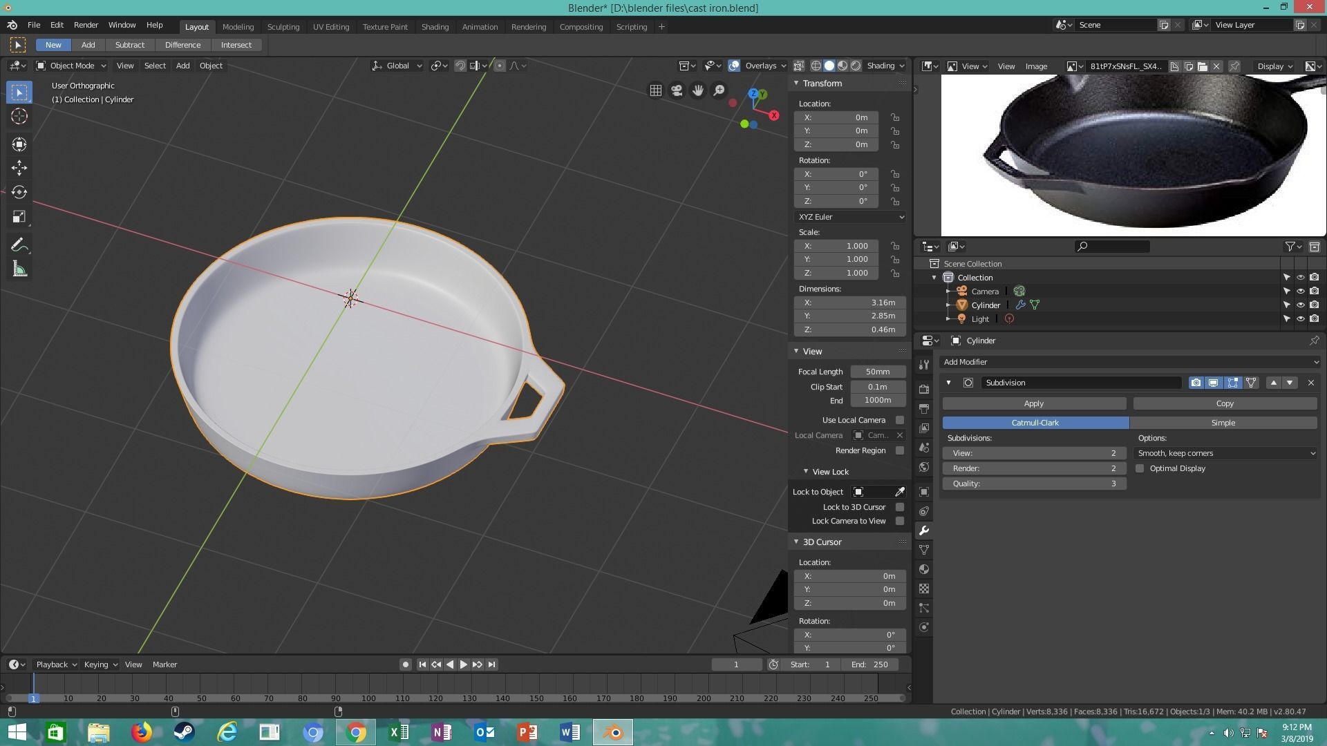 cast iron skillet 3D model_9