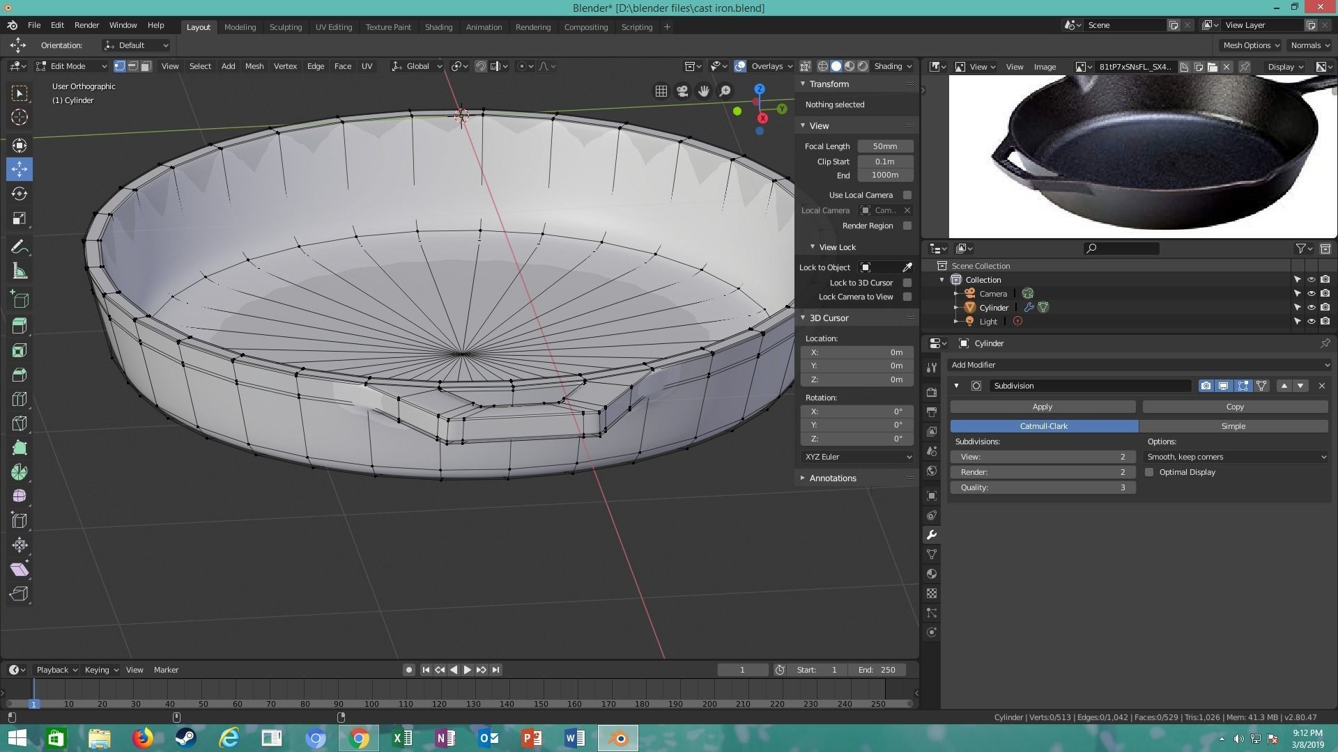 cast iron skillet 3D model_10