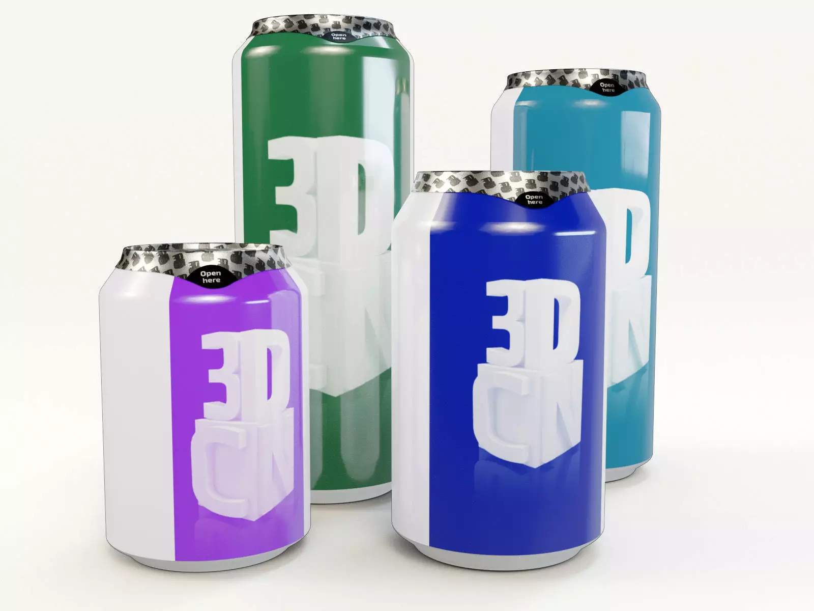 Beverage cans 250ml 330ml 440ml 500ml with hygiene foil cover 3D model_0