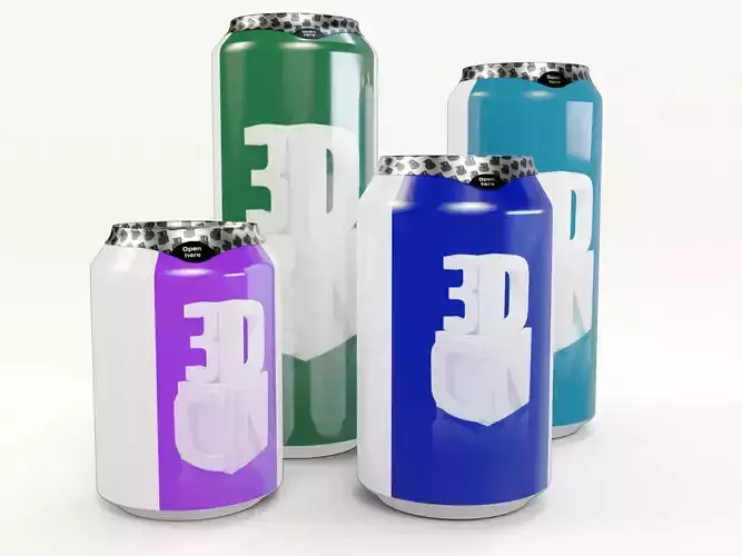 Beverage cans 250ml 330ml 440ml 500ml with hygiene foil cover 3D model