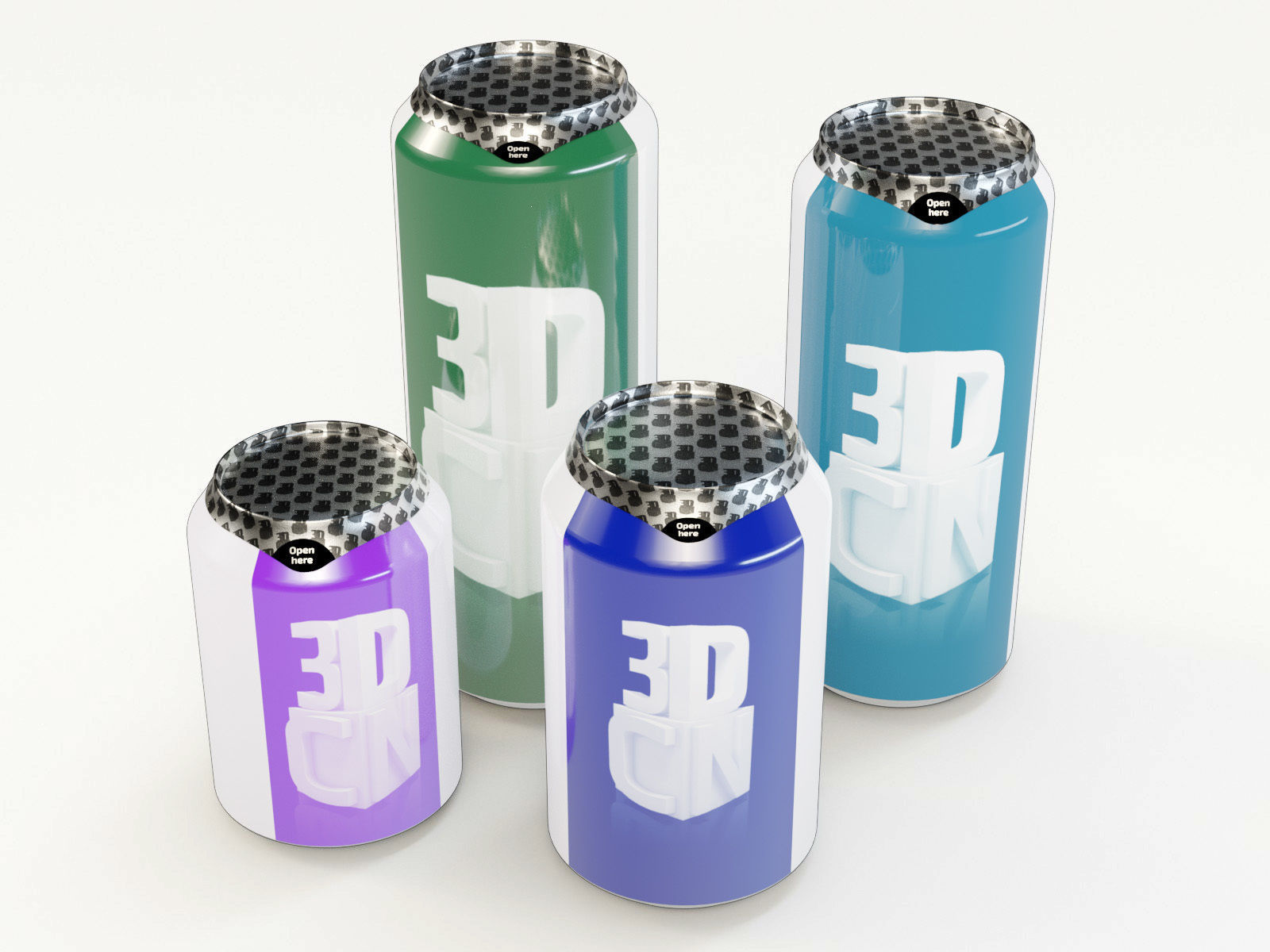 Beverage cans 250ml 330ml 440ml 500ml with hygiene foil cover 3D model_2