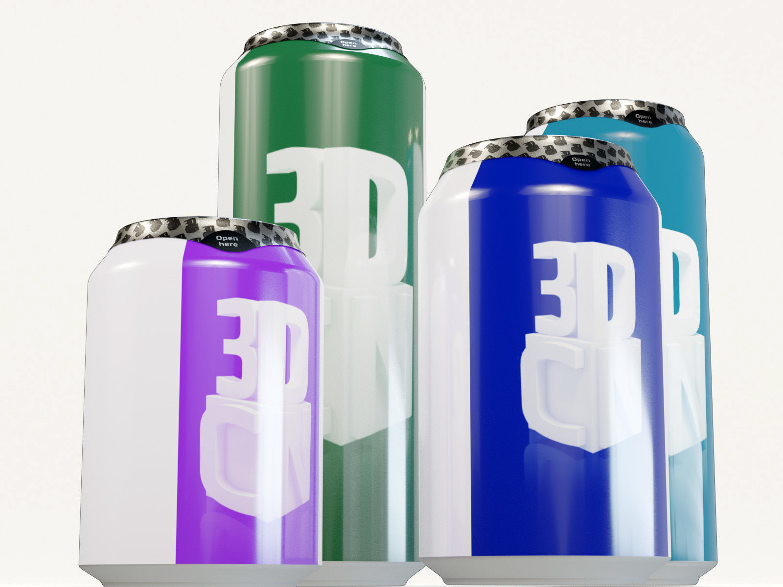 Beverage cans 250ml 330ml 440ml 500ml with hygiene foil cover 3D model_8