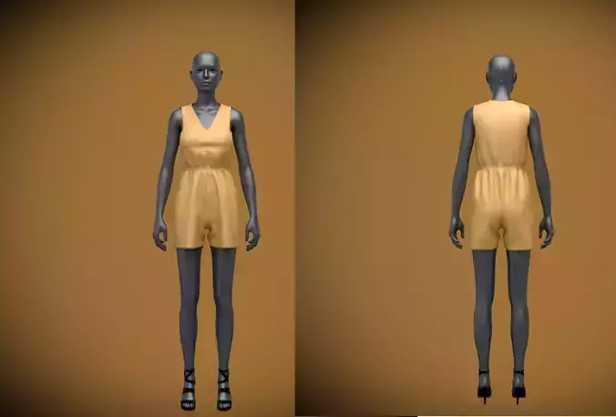 jumpsuit shorts on female mannequin 0 3D model
