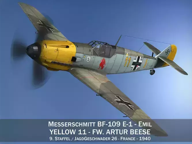 Messerschmitt - BF-109 E - Yellow 11 3D model