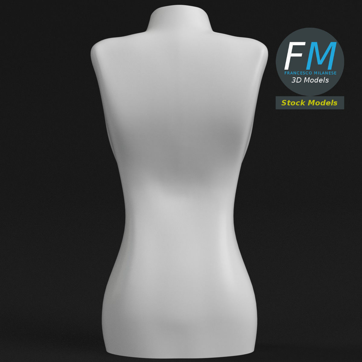 Female half body dummy mannequin 3D model_3
