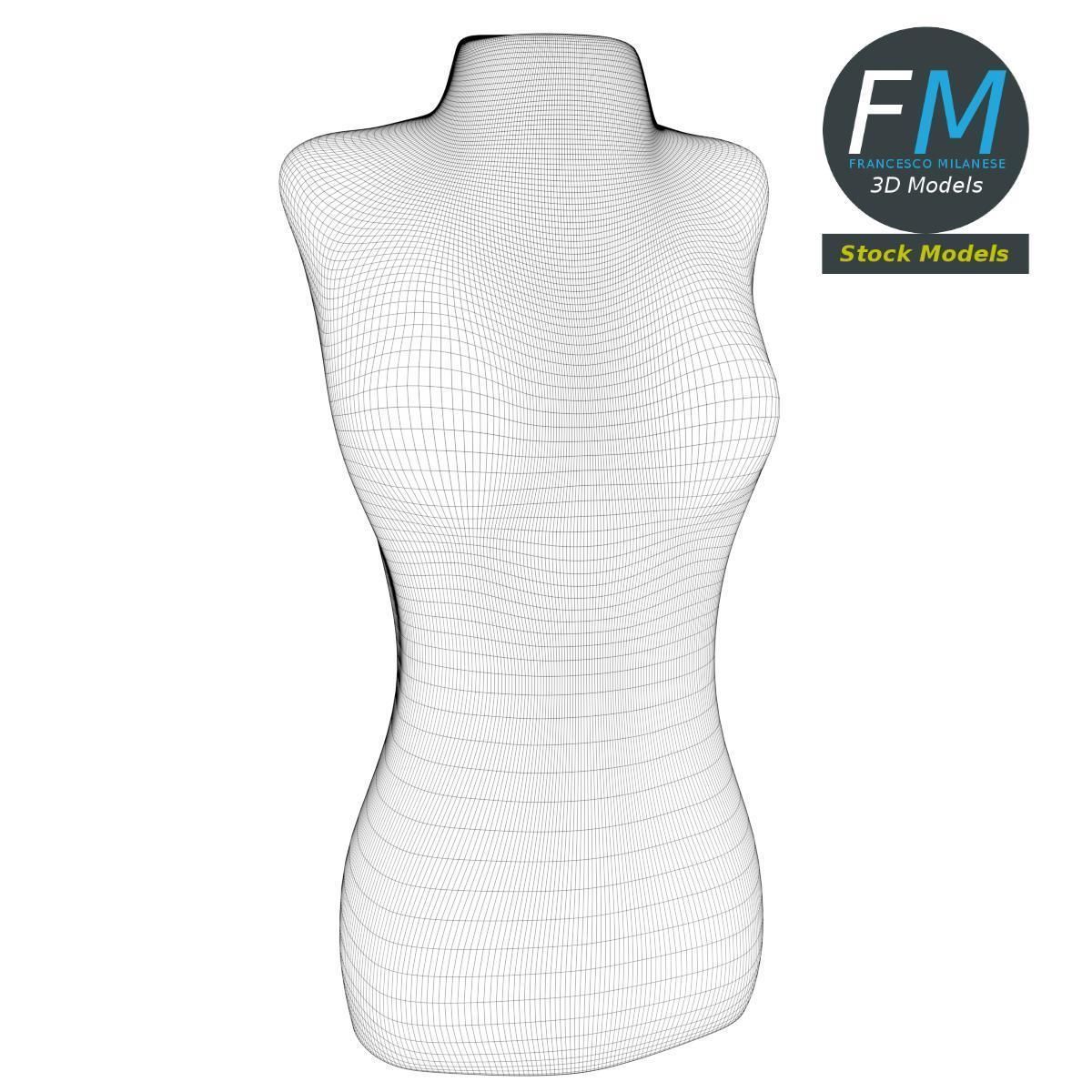 Female half body dummy mannequin 3D model_7
