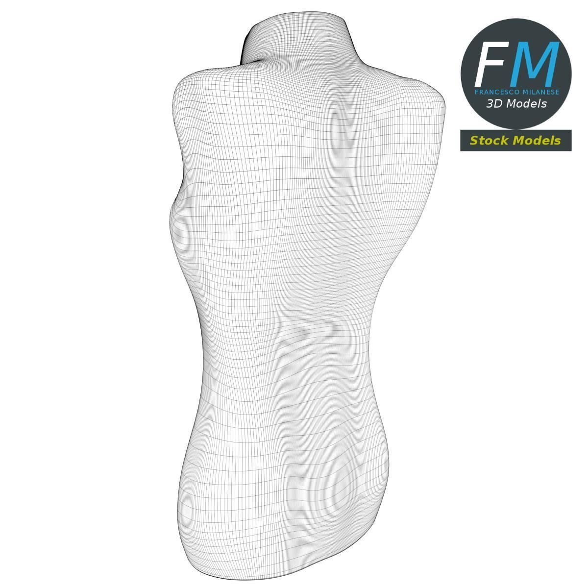 Female half body dummy mannequin 3D model_8