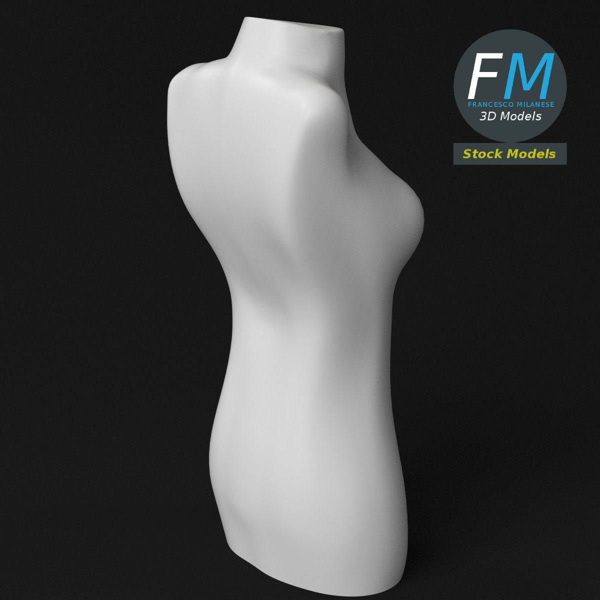 Female half body dummy mannequin 3D model_5