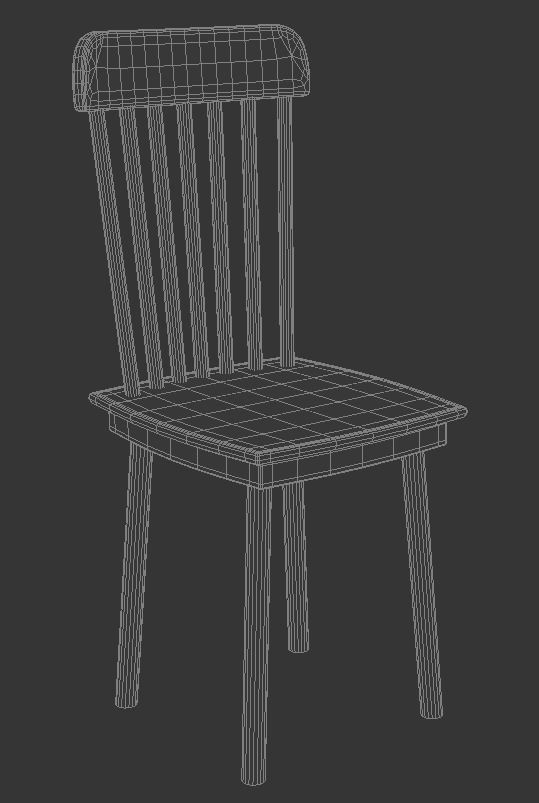 Wood Chair Free low-poly 3D model_2