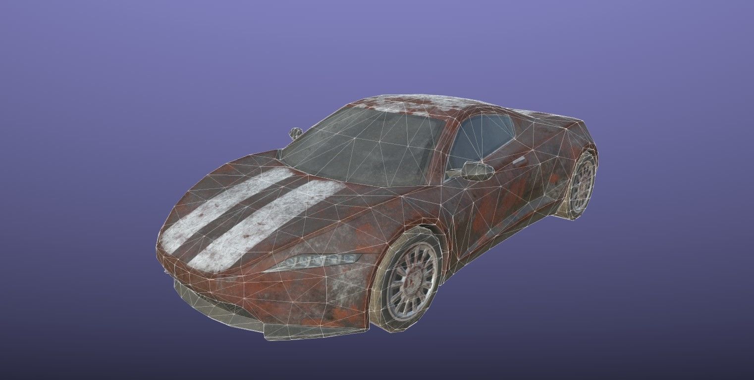 Generic Sport Car Rusty 3D Model Collection_12
