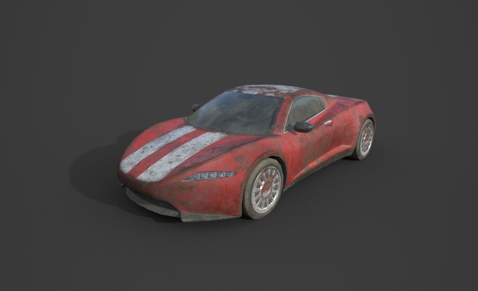 Generic Sport Car Rusty 3D Model Collection_16