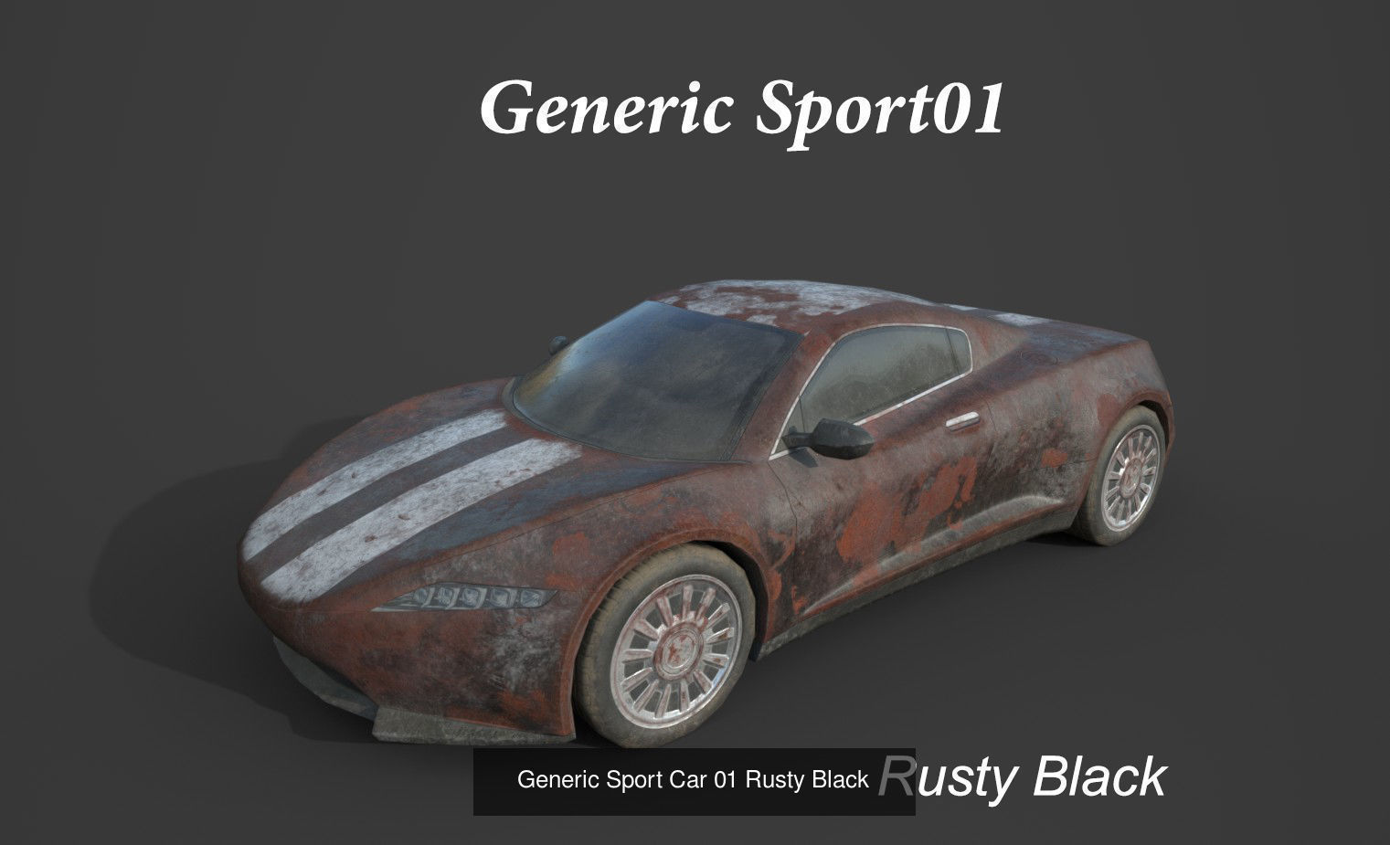 Generic Sport Car Rusty 3D Model Collection_1