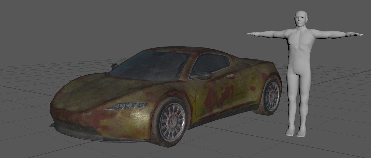 Generic Sport Car Rusty 3D Model Collection_39
