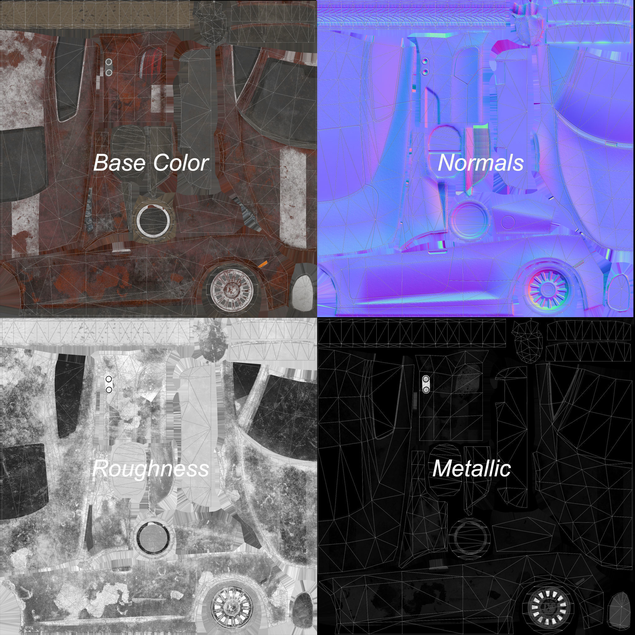 Generic Sport Car Rusty 3D Model Collection_14