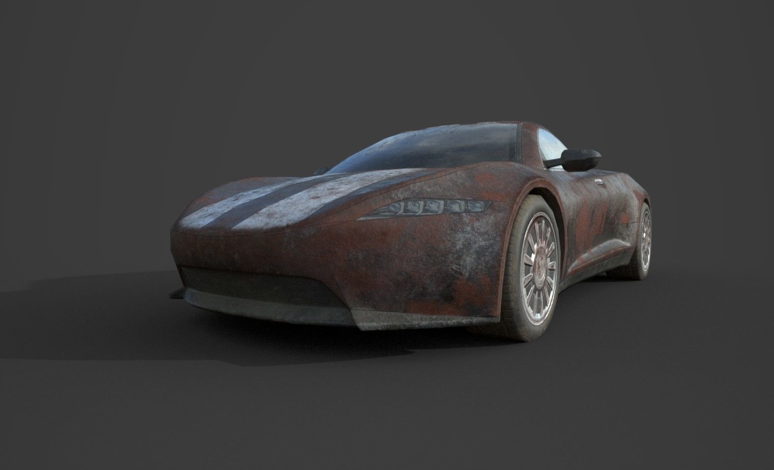 Generic Sport Car Rusty 3D Model Collection_8