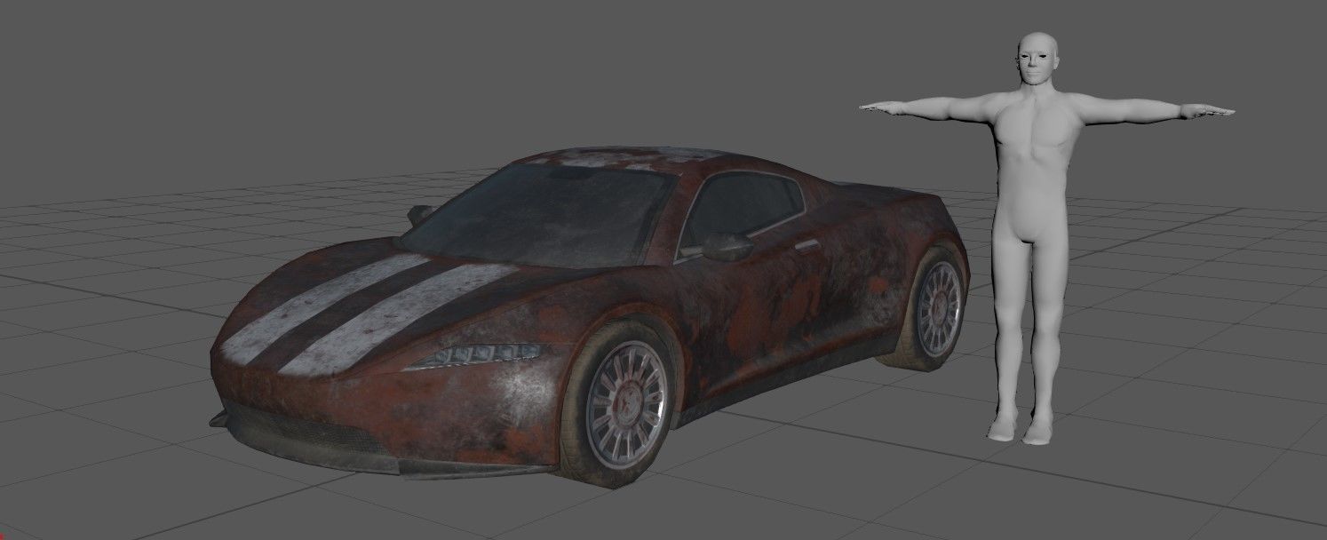 Generic Sport Car Rusty 3D Model Collection_11
