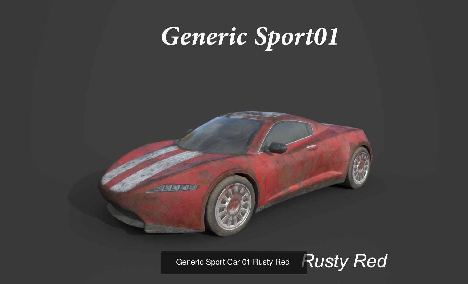 Generic Sport Car Rusty 3D Model Collection_15