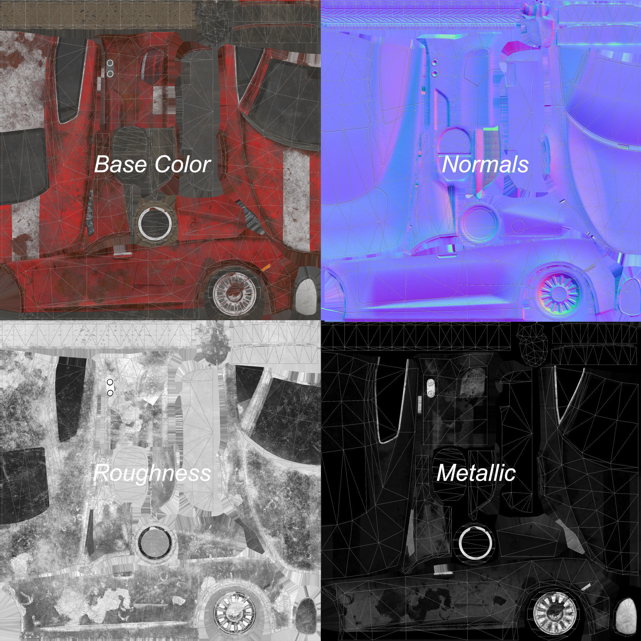 Generic Sport Car Rusty 3D Model Collection_28