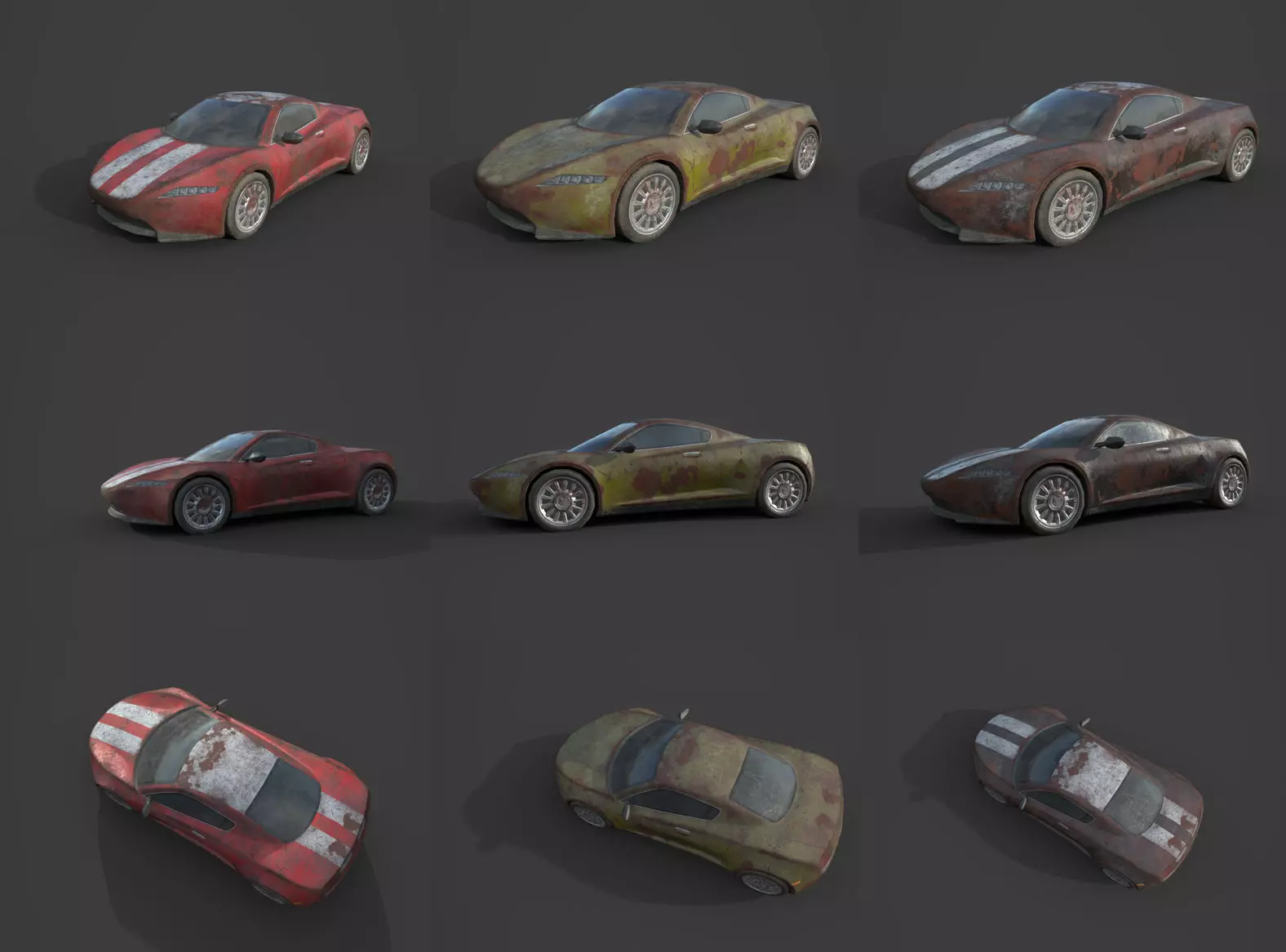 Generic Sport Car Rusty 3D Model Collection_0