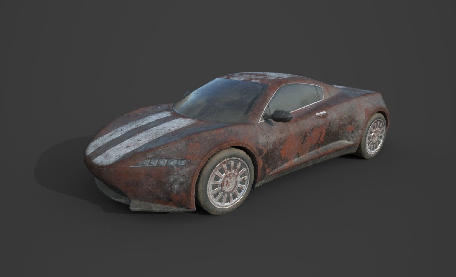 Generic Sport Car Rusty 3D Model Collection_2