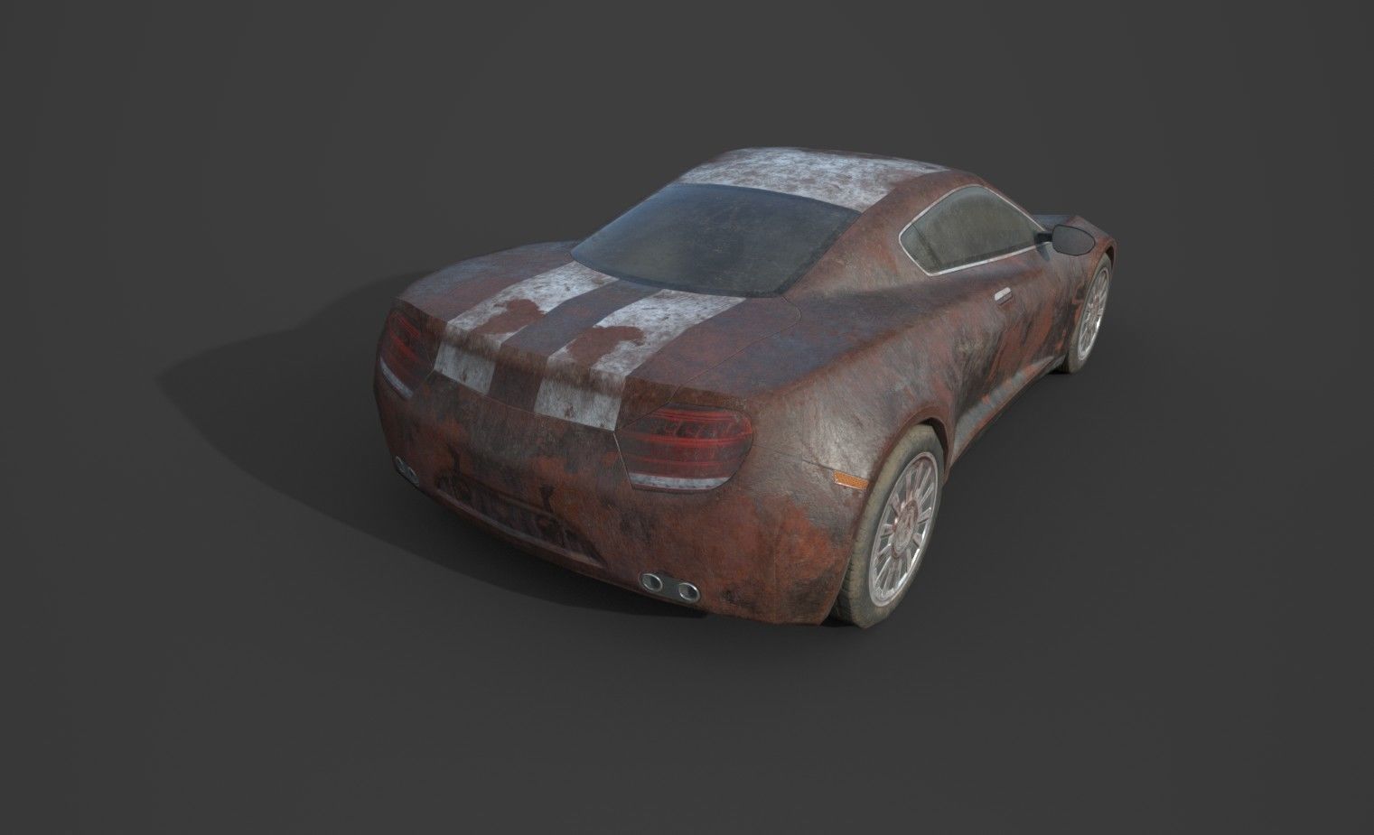 Generic Sport Car Rusty 3D Model Collection_3