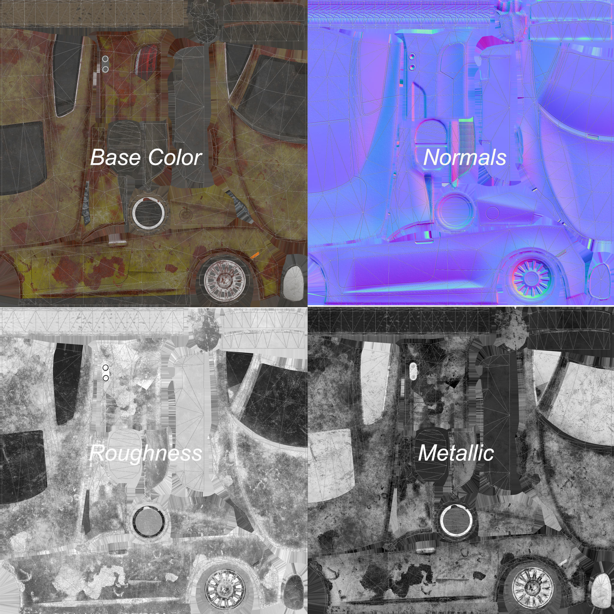 Generic Sport Car Rusty 3D Model Collection_42