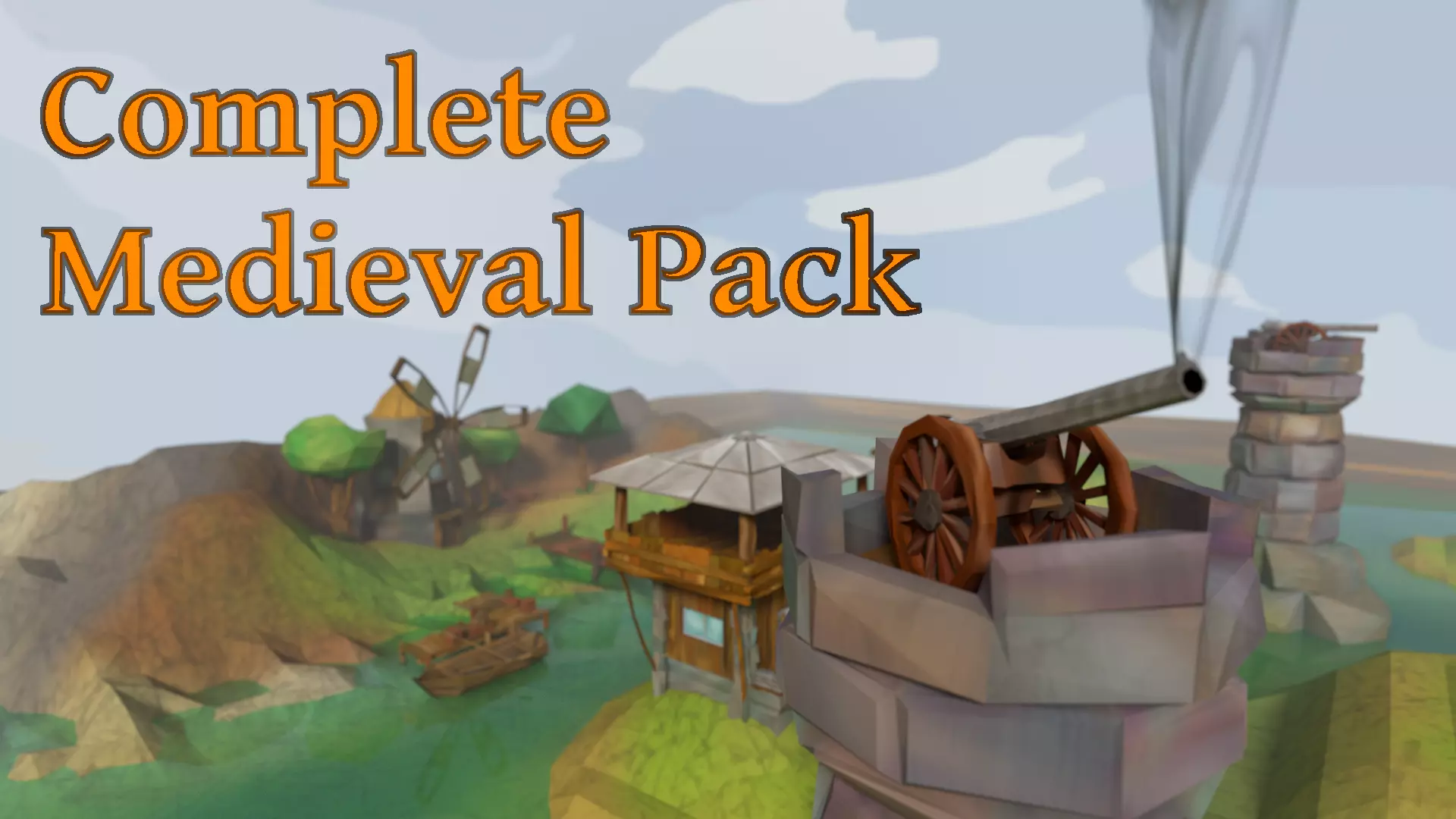 3D model Medieval landscape complete package of assets VR / AR / low ...