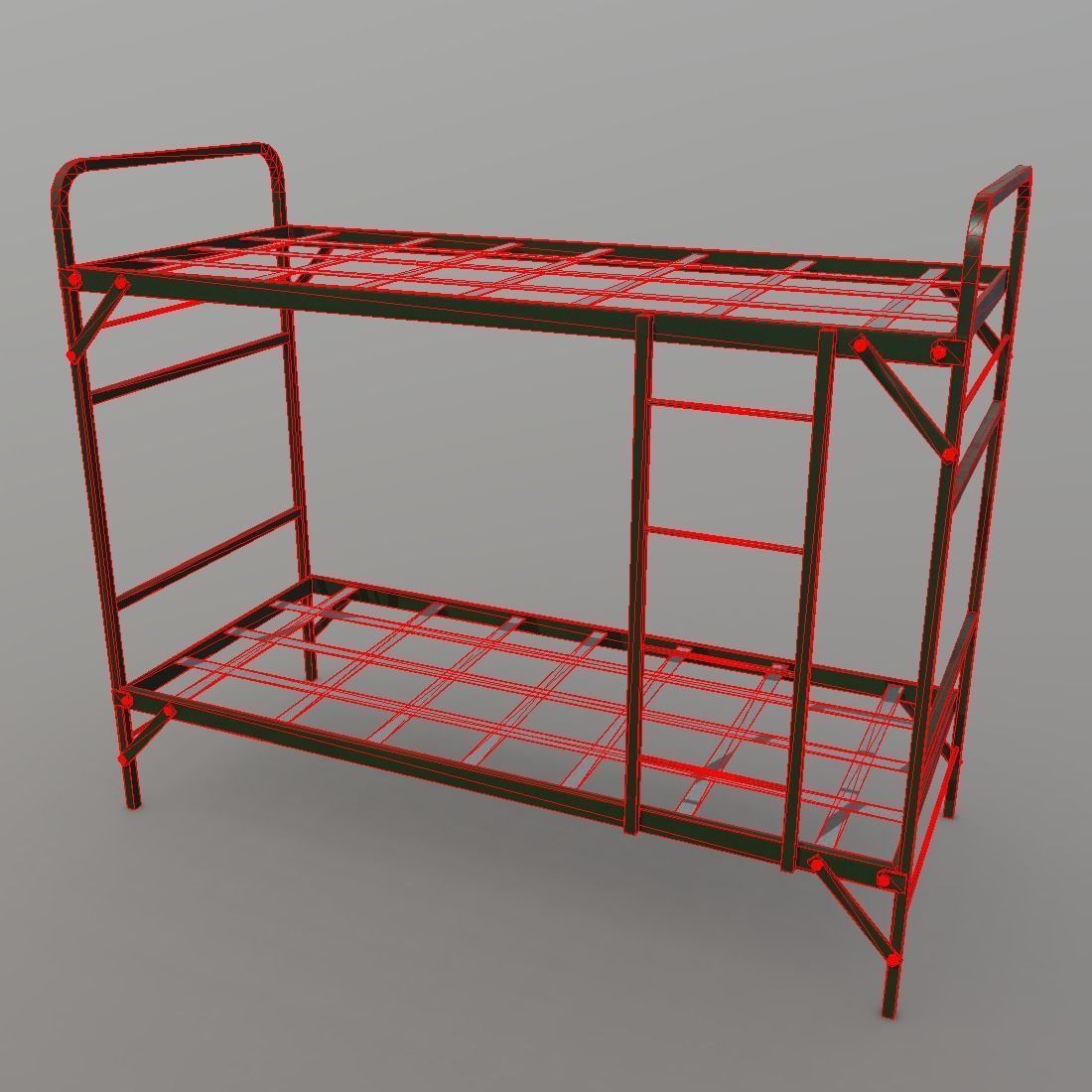 Bunker Bed Low-poly 3D model_1