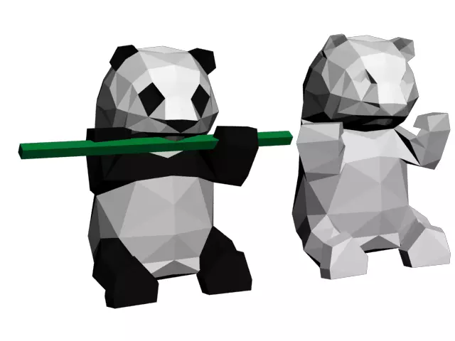 Low poly panda ready for paper craft 3D print model_0