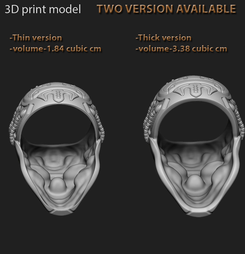 Skull ring jewelry robotic for bikers vol 2 3D print model_5