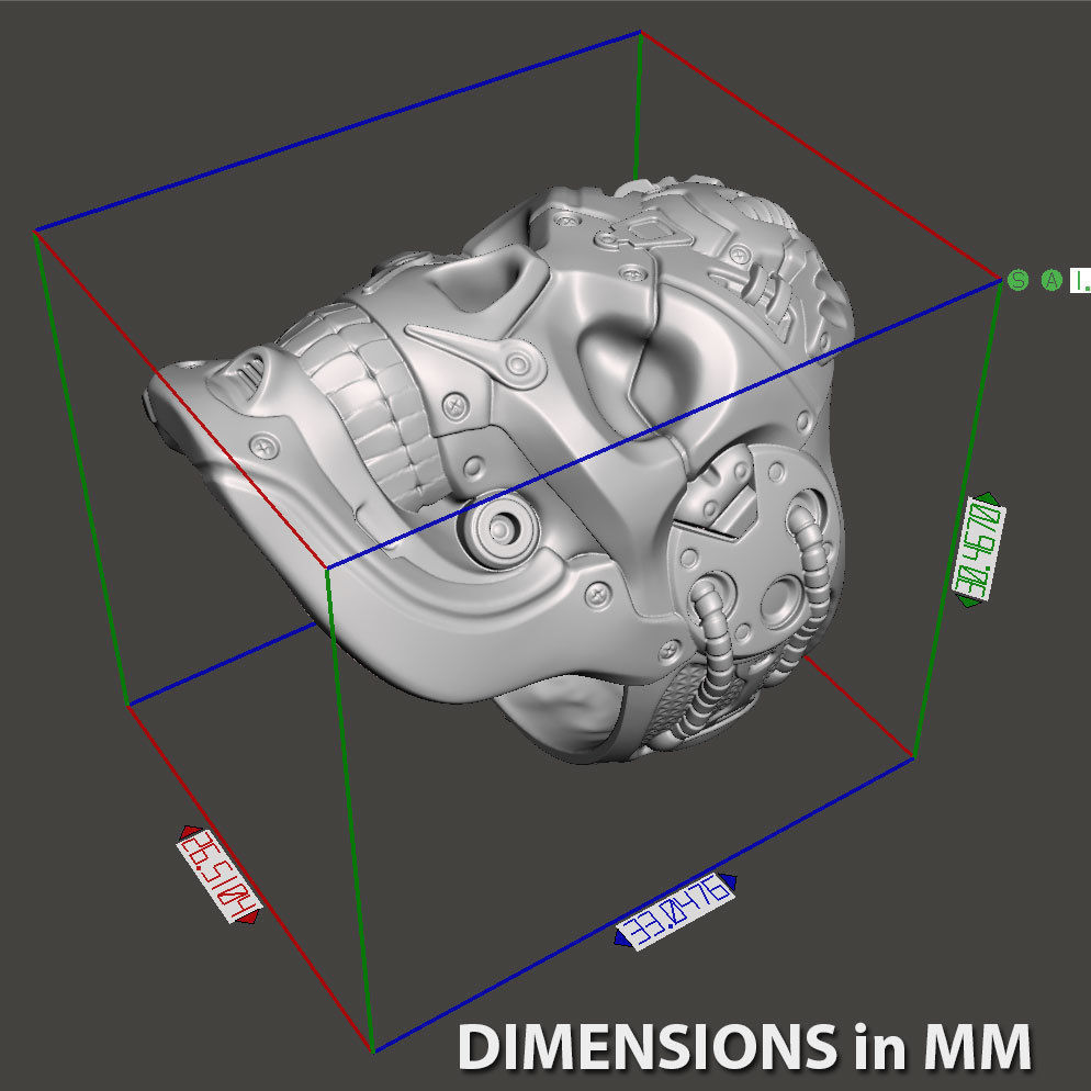 Skull ring jewelry robotic for bikers vol 2 3D print model_3