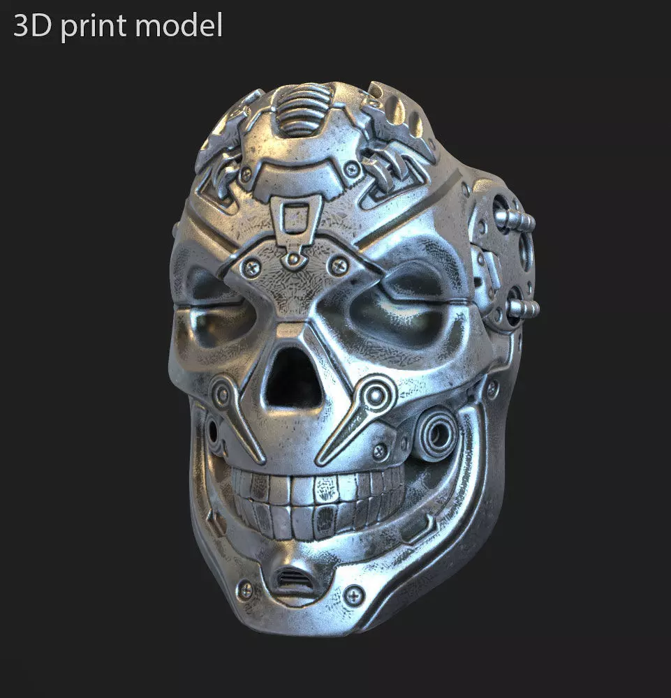 Skull ring jewelry robotic for bikers vol 2 3D print model_0