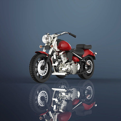 Motorcycle harley-davidson with sidecar 3D model