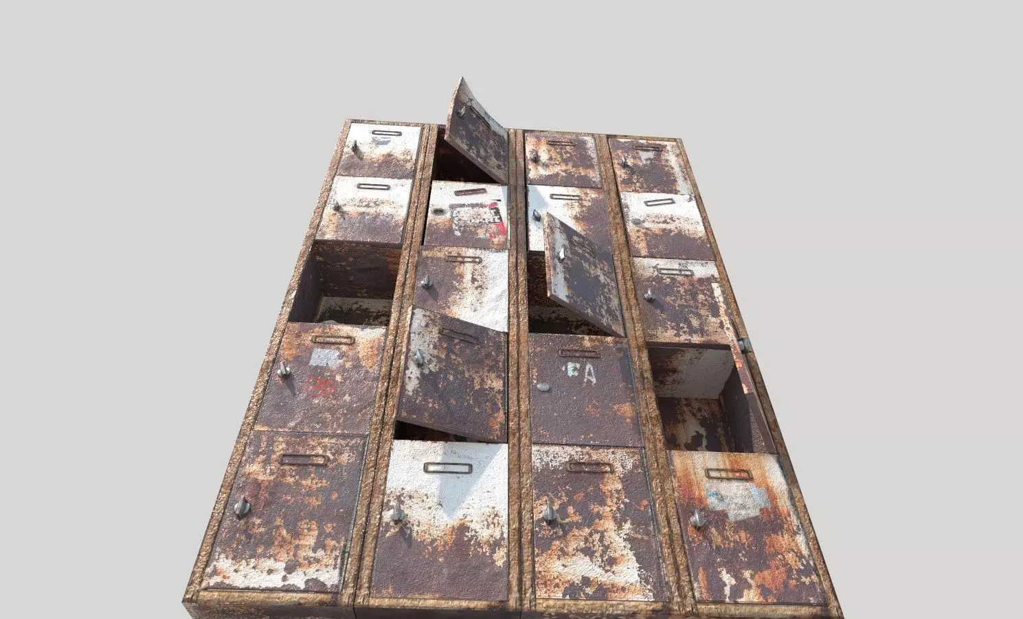 Rusty Locker Cabinet 3D model_2