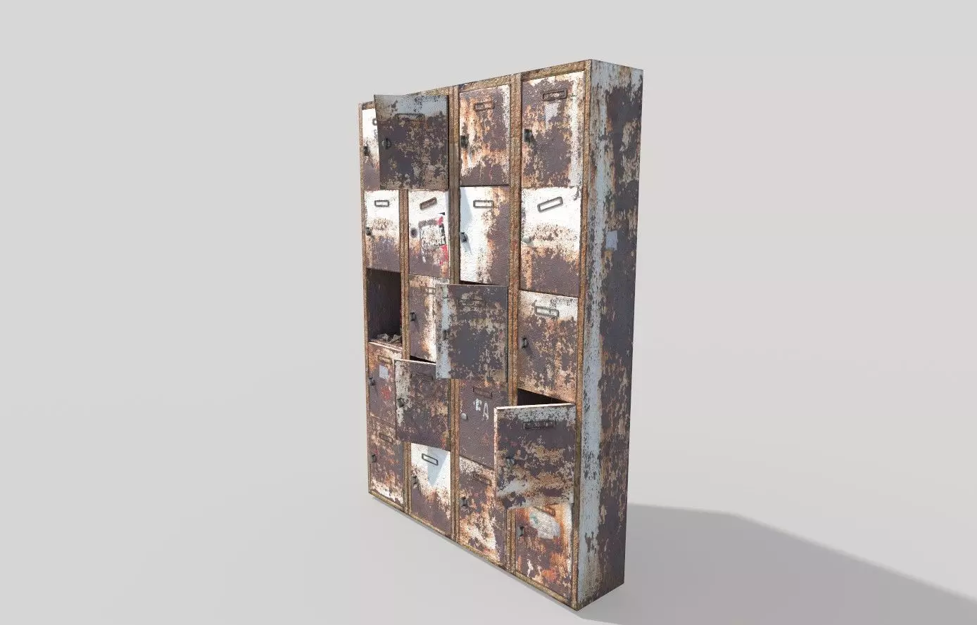 Rusty Locker Cabinet 3D model_3
