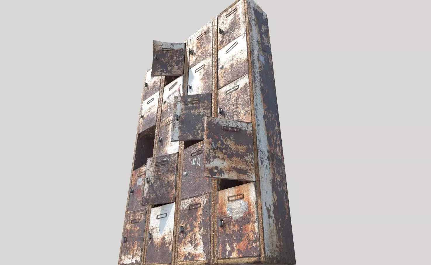 Rusty Locker Cabinet 3D model_4