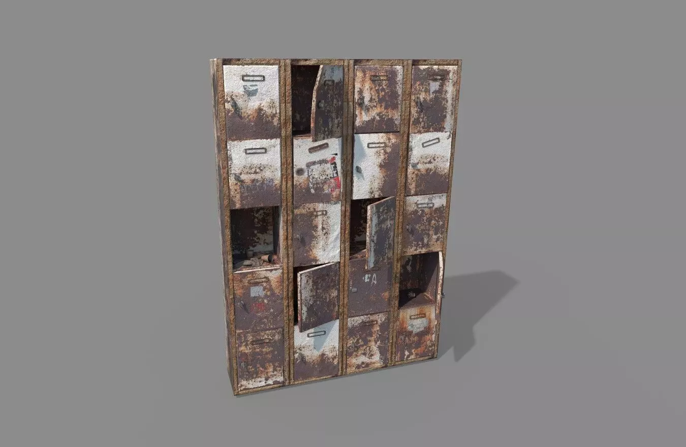 Rusty Locker Cabinet 3D model_0