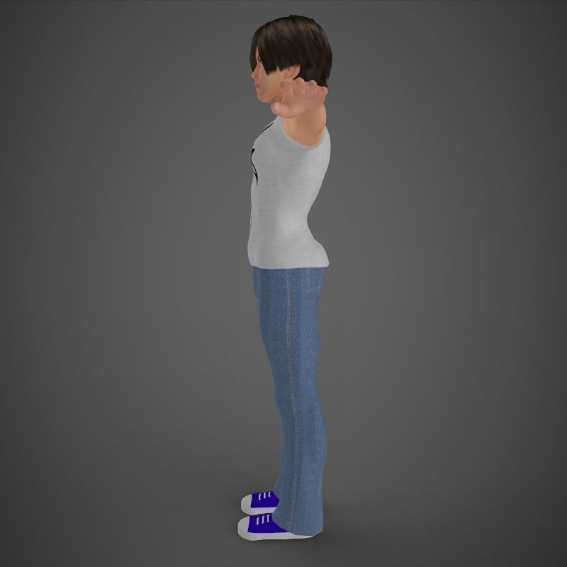 Harry woman wearing jeans and shirt 3D model_7