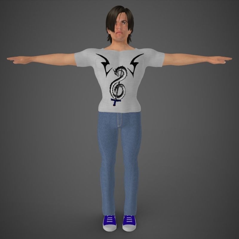 Harry woman wearing jeans and shirt 3D model_4