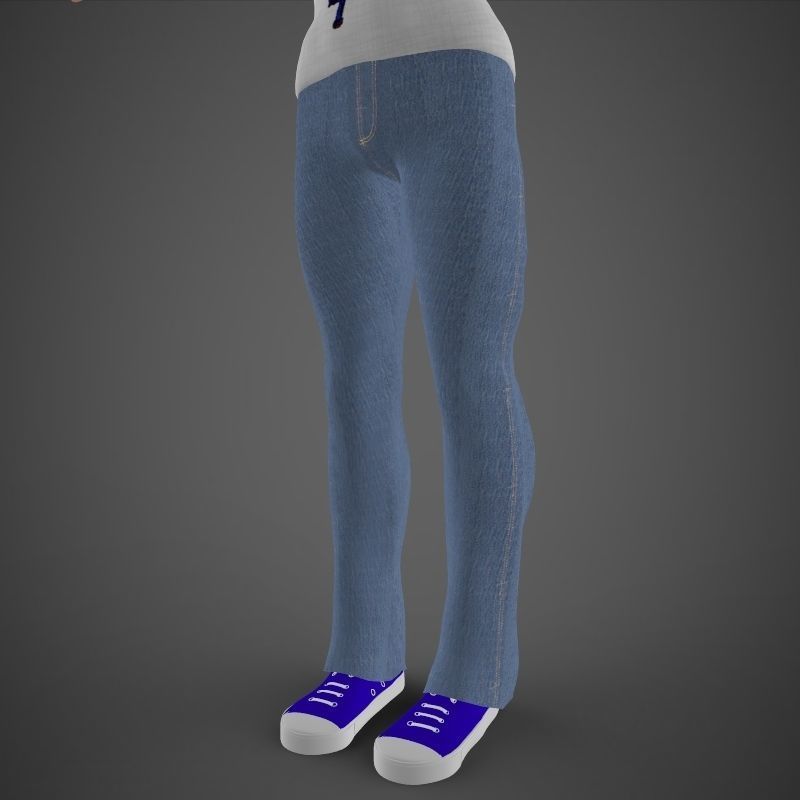 Harry woman wearing jeans and shirt 3D model_6