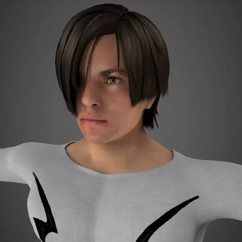 Harry woman wearing jeans and shirt 3D model_0