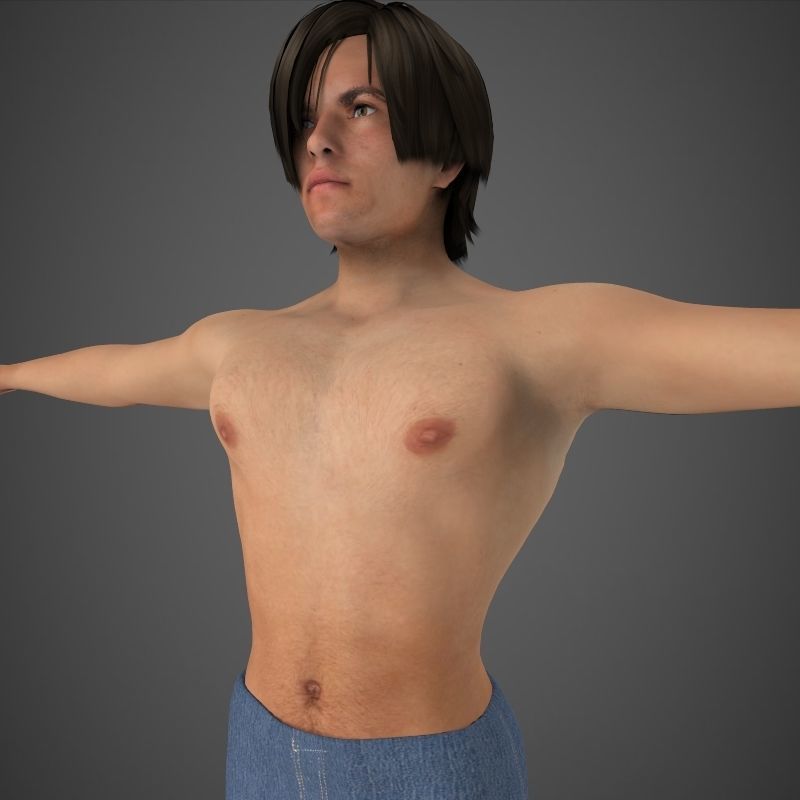 Harry woman wearing jeans and shirt 3D model_8
